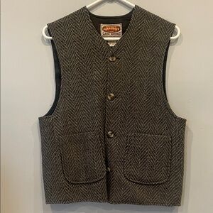 Charcoal Herringbone Vest unisex vintage